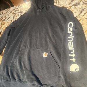 Carhartt Black Hoodie with Logo Sleeve